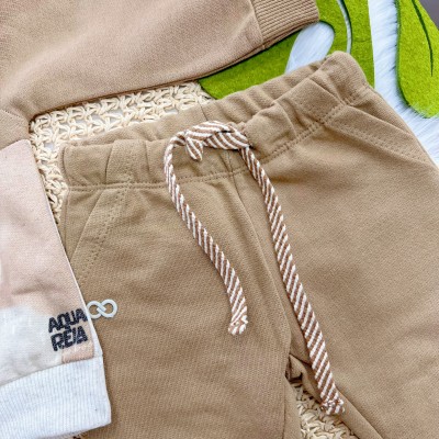 Conj. Blusão Raposa com Urso e Calça de Moletom - Areia e Marrom